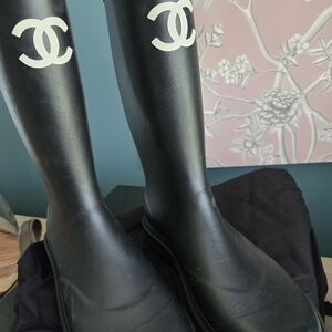 Chanel Black Rain Boots